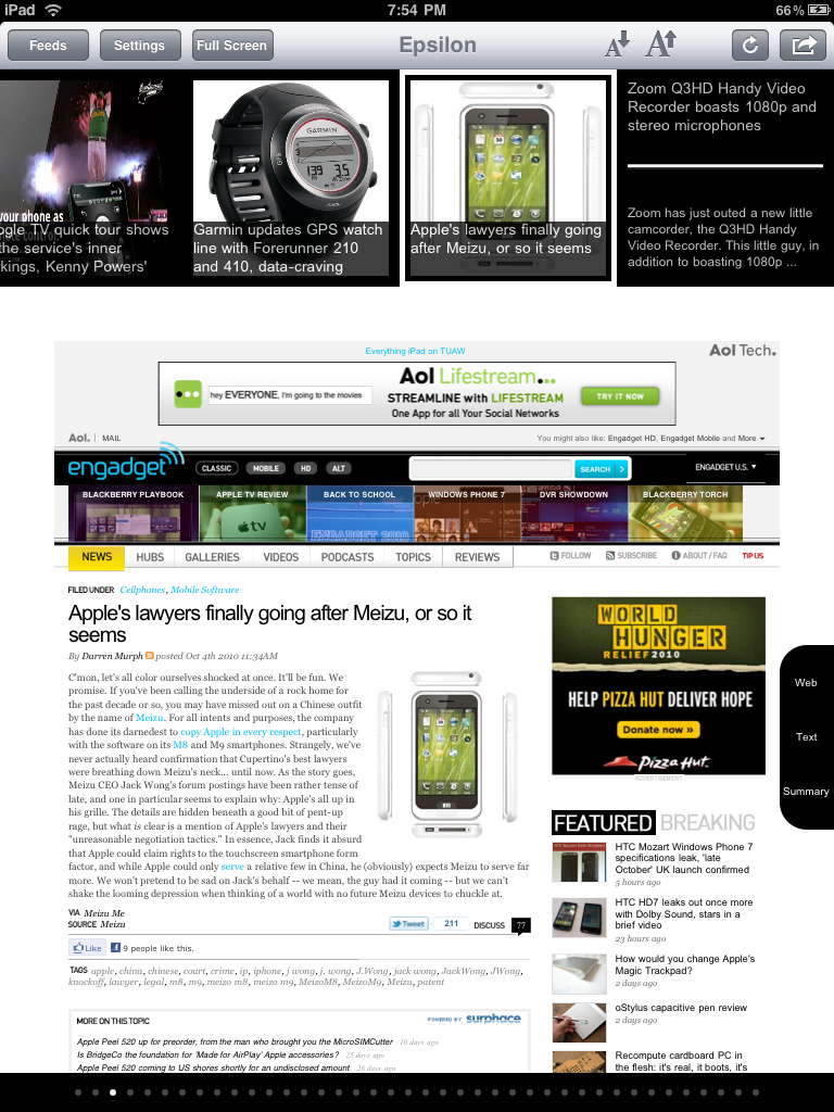 Reading in web mode